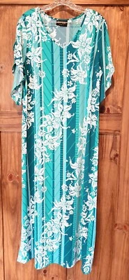 Maxi Vestido Bob Mackie Usable Arte Tejido Para Mujer Talla XL Verde MuuMuu Floral Drag Foto 1 de 4