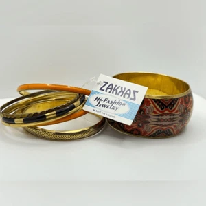 SET OF 8 BANGLES ~ Multicolored Stacking Zakkaz Bracelets ~ NEW W TAGS - Picture 1 of 4