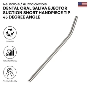 Dental Oral Saliva Ejector Suction Short Handpiece Tip 45° Angle Dental Tool - Picture 1 of 2