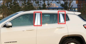 Cubierta de poste de pilar de ventana de acero para brújula Jeep 2017-2021 8 piezas poste B - Imagen 1 de 3