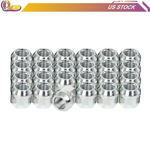 Set 24 3/4" Hex Zinc Open-end Acorn Bulge Lug Nuts 1/2"x20 For Ford Lincoln