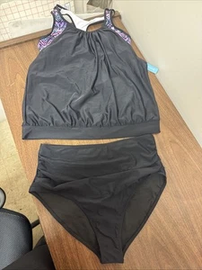 Tankini Swimsuits Two Piece Tummy Control Bathing Suits L - Picture 1 of 5