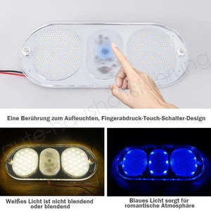 Deckenlampe 12V LED Wohnmobil Schrankbeleuchtung Weiß/Blau Dimmbar Touchschalter - Bild 1 von 9
