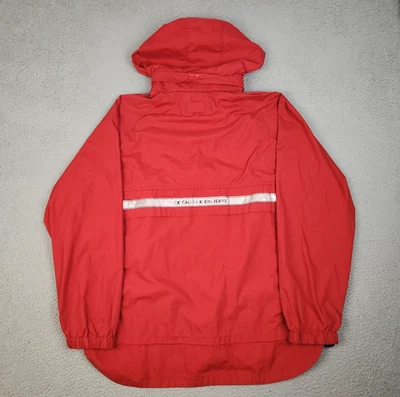 Calvin Klein Jeans Windbreaker Jacket Men's Large 1/4 Zip Pullover Hooded Lined - Image 1 of 4