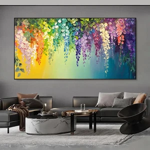 Colorful Bohemian Wisteria Floral Painting Unframed Canvas Painting for Living - Bild 1 von 7