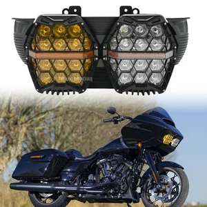 For Harley Road Glide 2015-2023 LED Amber + Clear Dual Headlight DRL Hi/Low Beam - Picture 1 of 10