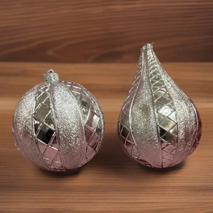JUEGO DE 2 ADORNOS NAVIDEÑOS PLATEADOS METÁLICOS - PLÁSTICO - Imagen 1 de 3