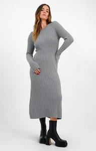& Other Stories Damen Midikleid Grau Langarm UVP 110£ - Bild 1 von 10
