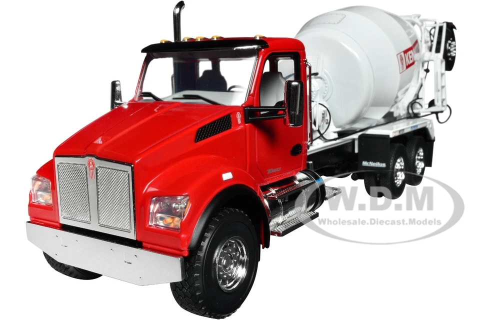 First Gear Kenworth T880S Truck W/Cement Mixer Red & White 1/34 Model FG10-4324