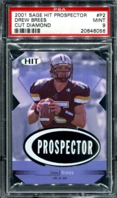 2001 Sage Drew Brees #P Prospector Cut Diamond /99 Rookie RC PSA 9 - Image 1 of 2