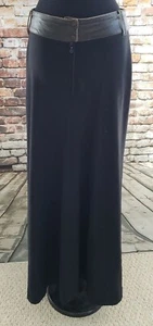 Isabel de Pedro Mr Cat schwarzer schräg geschnittener Rock Größe 10 Kunstledergürtel - Bild 1 von 4