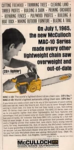 McCullouch 1965 motosierra Mac 10 anuncio a color original - Imagen 1 de 1