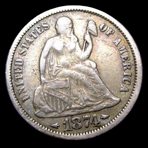 1874 Seated Liberty Dime Silver ---- Nice Coin ---- #TT675 Cover