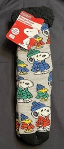 Snoopy Peanuts  Sherpa Lined Slipper Socks Multicolor Sock Ladies Size 9-11 - Picture 1 of 3