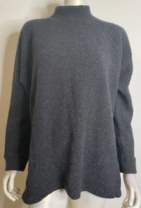Eileen Fisher anthrazitgrau Wollmischung Strick Tunika Top Pullover S Stehkragen - Bild 1 von 8
