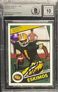 WARREN MOON SIGNIERT EDMONTON ESKIMOS 19844 INDIVIDUELLE KARTE BECKETT AUTO GRADE 10 973 - Bild 1 von 2
