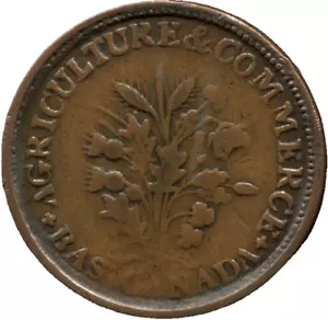 1838 - Canada - Bouquet 1 Sou Token - RARE LC-22C - High Value - Lot # EC 6086 - Picture 1 of 10