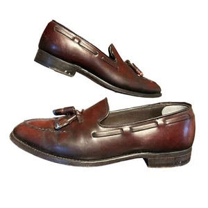 Vtg Johnston Murphy Burgundy Shell Cordovan Tassel Apron Toe Loafers Mens 9 C/A - Picture 1 of 17