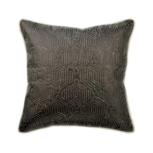 Square Decorative Cushion Case Grey 16"x16" Faux Leather & Suede - Transfixed - Picture 1 of 3