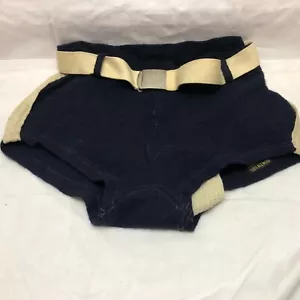 Vintage Men's 20s Navy Wool Swim Trunks Shorts Belt 28" Size S 1920s Side Stripe - Picture 1 of 15
