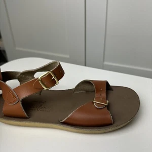 Saltwater Sandals Girls 1 Brown Leather Sun San Hoy Summer Waterproof Shoes - Picture 1 of 10