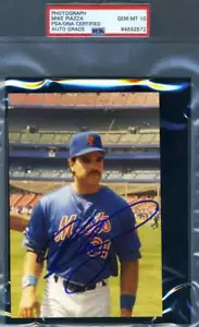 Mike Piazza Gem Mint 10 PSA DNA Signed Original Photo New York Mets Autograph - Picture 1 of 1