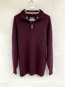 🍁 Mens Superdry Wool Long Sleeve 1/4 Zip Henley Jumper Sweater Top Size XL - Foto 1 di 7