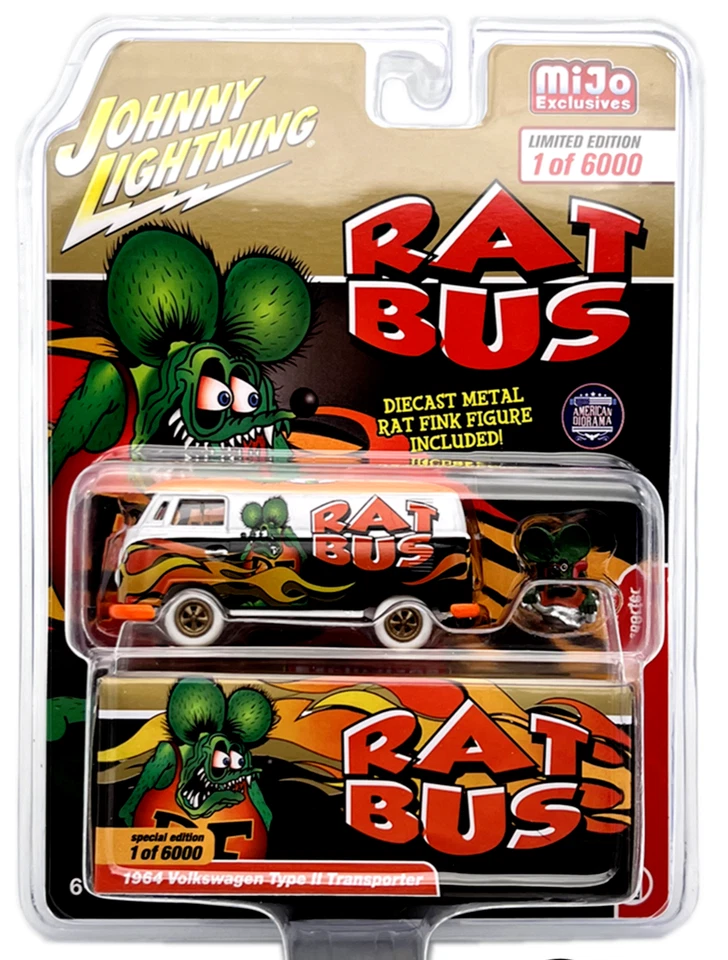 Johnny Lightning 1:64 1964 Volkswagen RAT FINK RAT BUS w/Rat Fink Figure Chase - Image 1 of 1