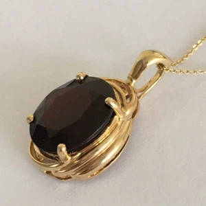 Neu 14k Massiv Gelbgold Y/G Granat Anhänger, 11*14 mm, Oval, P-9575010 - Bild 1 von 11