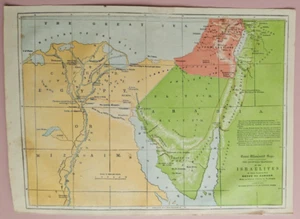 1845 MAP Chromo Print ISRAELITES From EGYPT to CANAAN - Picture 1 of 2