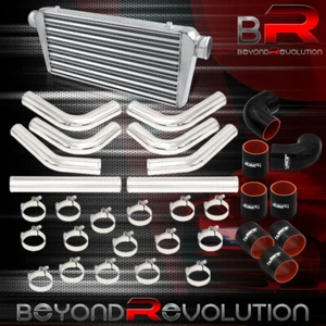 Intercooler 31"x12" 90° Codo Tubo 3" Kit de Tuberías Cromo + Abrazaderas Acopladores Negro - Imagen 1 de 6