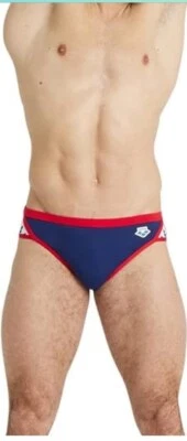 ARENA Men's Standard Icons Solid Swim Briefs 36 Navy Blue & Red SOLD OUT - Image 1 of 3