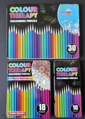10 18 30 Premium Adult Colouring Pencils Artists Quality Colour Therapy in Tin
