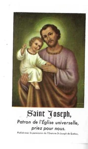 1955 SAINT-JOSEPH & YOUNG JESUS  HOLY CARD PRINT IN CANADA - Picture 1 of 2