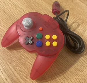 Nintendo64 Hori Pad Mini 64 Controller N64 Tropical Red Clear Japan Tested Rare - Picture 1 of 7