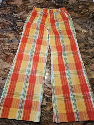 DE COLECCIÓN AÑOS 70 MAVERICK TALLE ALTO CAMPANA FONDOS ESTILO CUADROS 13/14 26X28 Hippie Boho Foto 1 de 4