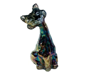 Vintage Fenton Whimsical Alley Cat Winking Iridescent Electric Black Amethyst - Picture 1 of 9