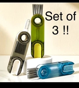 3-in-1 Cleaning Brush Set for Bottle, Cup, Lids & Straws - Sippy Cup Cleaner (3) - Picture 1 of 12