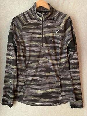 Chaqueta Asics Mujer Talla Grande 1/4 Cremallera Ligera Correr Rendimiento Estampado Negro Foto 1 de 4