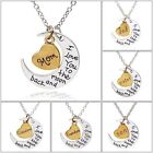 I Love You To The Moon And Back Gold & Silver Heart Family Necklace FREE POST