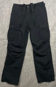 Vintage Polo Jeans Co Ralph Lauren Pants Mens 34x32.5 Black Cargo Military Y2K - Picture 1 of 14