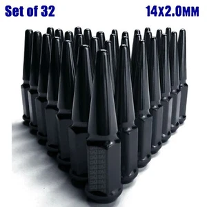 Spike Lug Nuts 14x2.0 Coarse Thread fit F250 F350 Super Duty Power Stroke Black - Picture 1 of 10