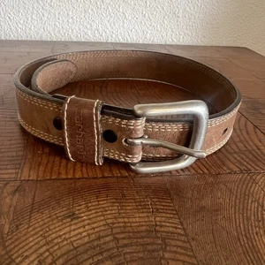 Carhartt Belt Boys Detroit Brown Leather Triple Stitch 27"x1" - Picture 1 of 6