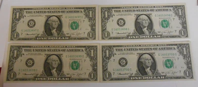 1974 - $1 FEDERAL RESERVE NOTES -  UNCIRCULATED  - CHICAGO, IL. - CONS. #'S - Image 1 of 4