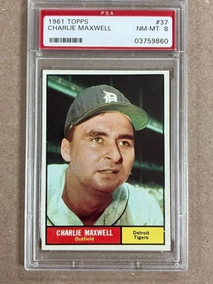 1961 Topps Charlie Maxwell #37 Tigres de Detroit graduado PSA 8 casi nuevo-como nuevo Foto 1 de 2