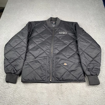 Chaqueta acolchada Dickies Diamon para hombre pequeña negra cremallera completa ropa de trabajo aislada Foto 1 de 4