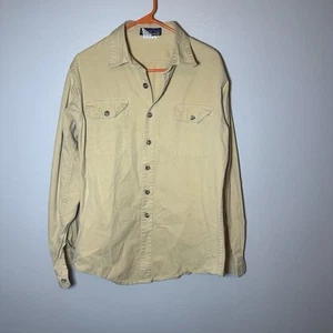 VINTAGE Patagonia Shirt Tan Mens Large Long Sleeve Button Up Canvas Hong Kong - Picture 1 of 11