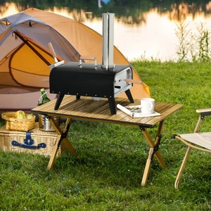 Outsunny Outdoor Pizza Oven with Rotating Stone, 12" Wood Fired Pizza Maker - Picture 1 of 11