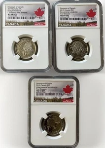 2019 Canada 25 Cent Discover Canada’s Dinosaurs 3 Coin Set MS 68 DPL OBO - Picture 1 of 3