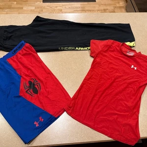 3 Boy's Kids XL / YXL Under Armour Clothing Lot - Sweatpants Shorts Shirt *Flaw* - Picture 1 of 17